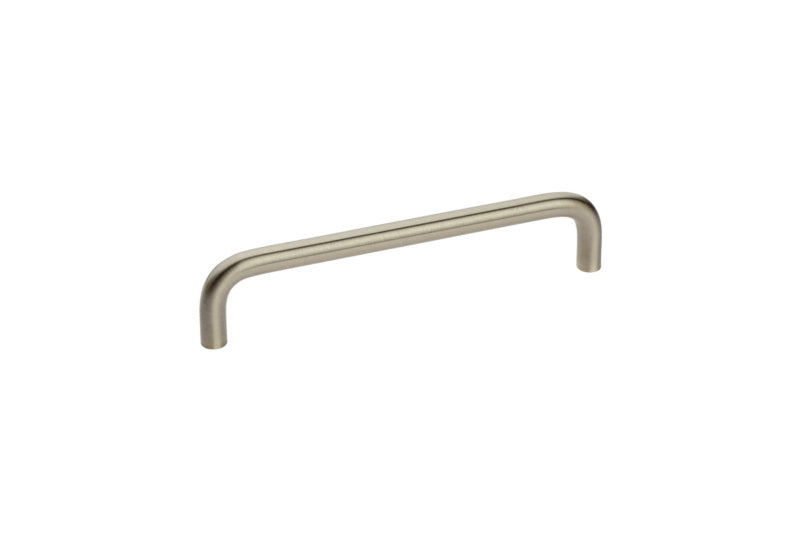 Edelstahl Möbelgriff Standard GRF Bügel A2 mit ergonomischer Form und glänzender Oberfläche.