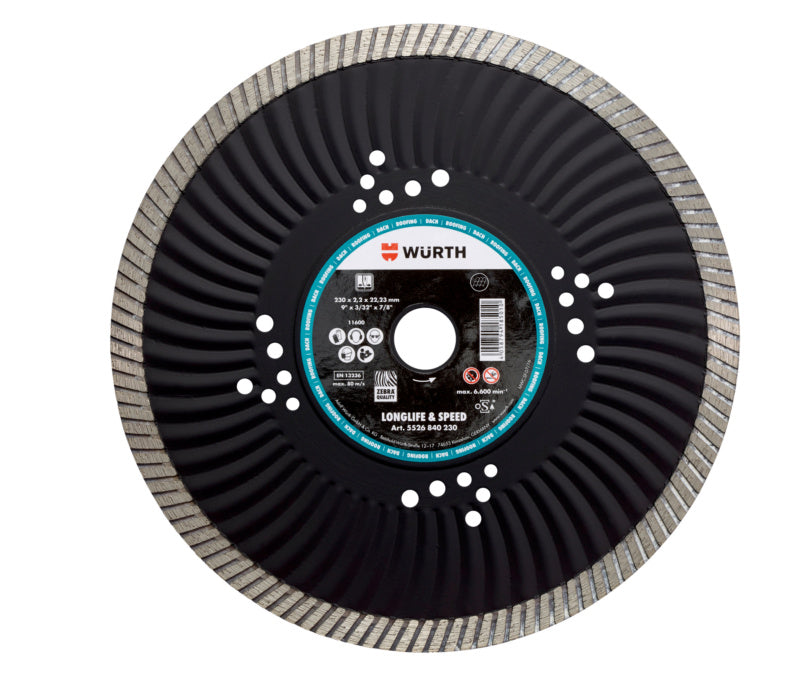 Runde Diamanttrennscheibe TSHB DIA LS mit segmentiertem Rand für präzises Schneiden verschiedener Materialien.