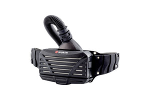 Schweißerhelm mit Gebläsefiltergerät, verstellbarem Kopfband und automatischem Abdunkelungssystem.