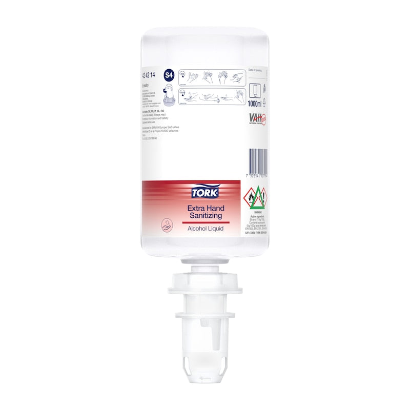 Desinfektion -Tork Extra Desinfizierende Hand Alkohol Flüssigkeit, 1L Flasche BauAReg-Nr.: N-102216