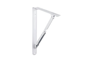 Weißer Tablarträger mit Klappfunktion, Tragkraft 50 kg, Maße 310 x 320 mm.