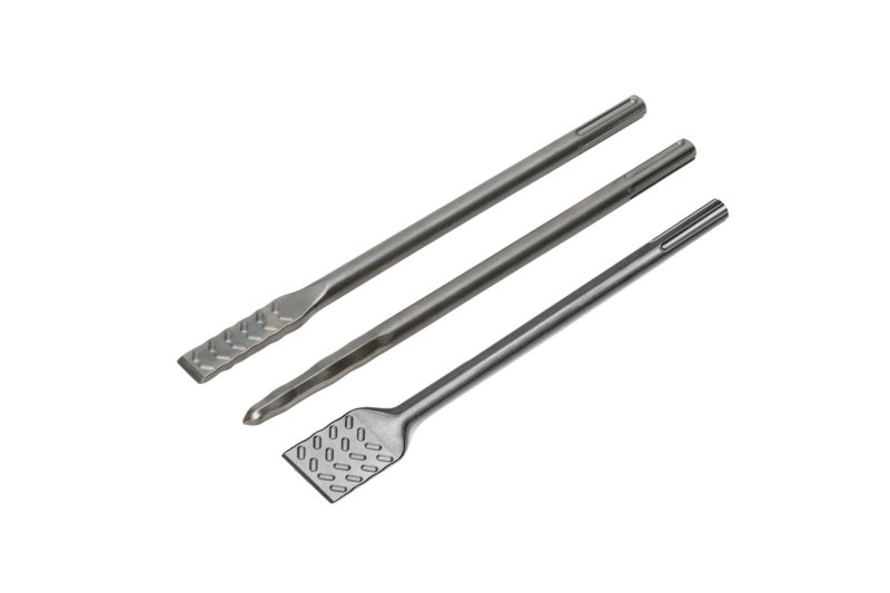 Set mit verschiedenen Meißeln in Aufbewahrungsbox für Holz, Stein, Metall und Kunststoff.