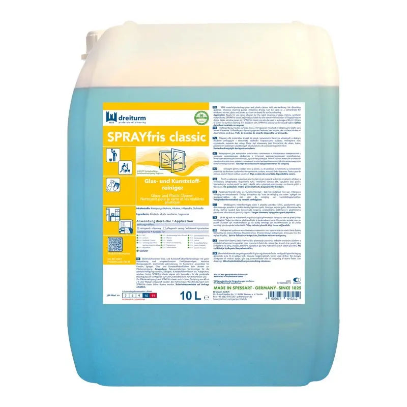 Sprayfris Classic 10L Kanister professionelles Reinigungsmittel für Glas und Kunststoff.
