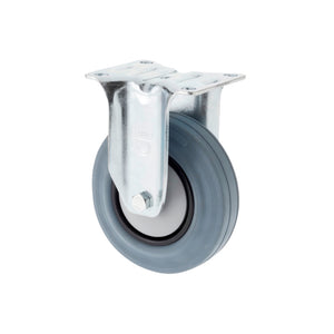 Robustes Zubehör-Transportmittel mit 125 mm Durchmesser und beweglichen Gummirädern.