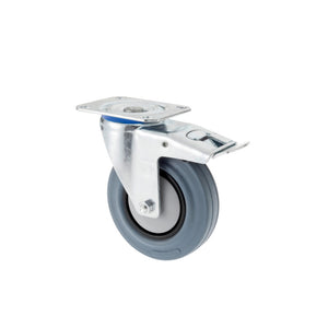 Lenkrolle mit 125 mm Durchmesser und integrierter Bremse für Transportmittel.