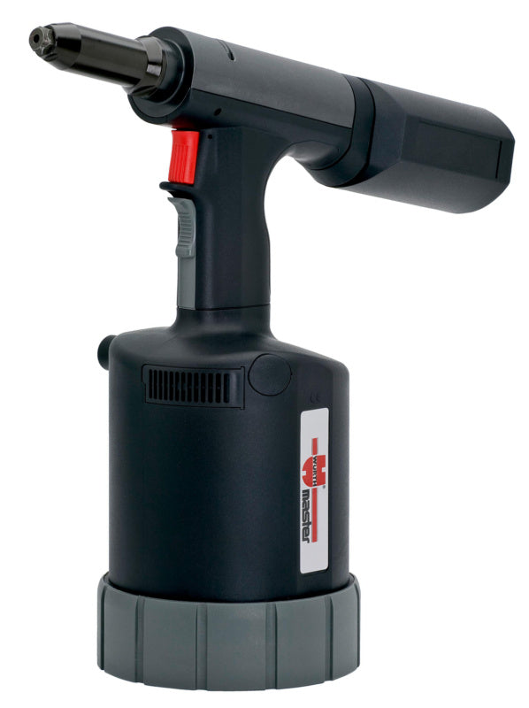 Pneumatisches Blindnietgerät mit ergonomischem Griff und Sicherheitsmechanismus für verschiedene Nietenarten.