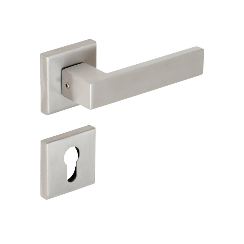 Edelstahl-Türdrücker mit ergonomischem Griff für Wohn- und Privatbereich, modernes Design.