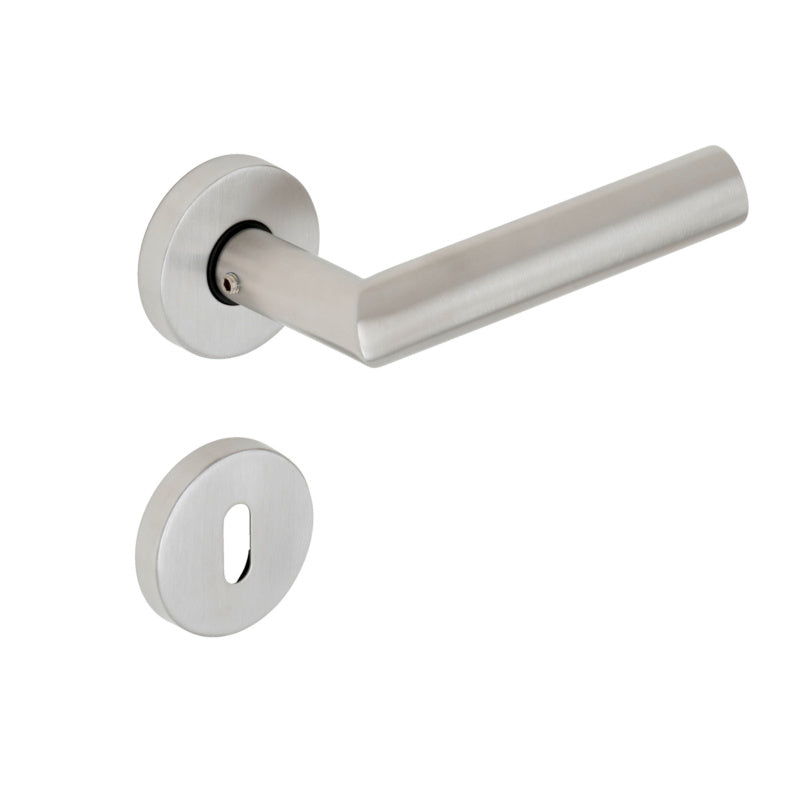 Edelstahl-Türdrücker TD-A2-A108-ROS mit ergonomischem Griff und modernem Design.