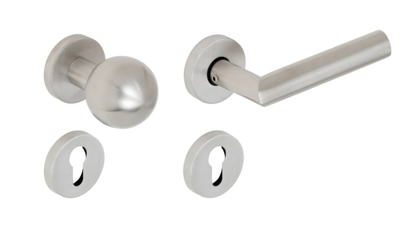 Edelstahl-Türdrücker TD-A2-A108-ROS mit ergonomischem Griff und modernem Design.