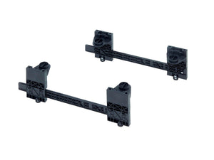 Sockelhöhenversteller in Schwarz, einstellbar von 150 bis 200 mm für Küchenmöbel.