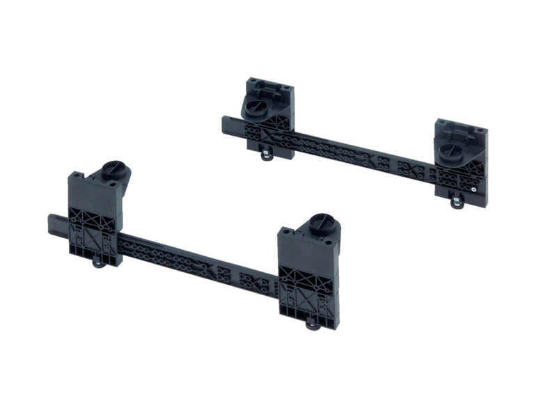 Sockelhöhenversteller in Schwarz, einstellbar von 150 bis 200 mm für Küchenmöbel.