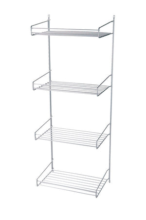 Vierfaches Besenschrankregal aus robustem Material mit moderner, schlichter Farbgebung.