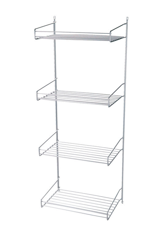 Vierfaches Besenschrankregal aus robustem Material mit moderner, schlichter Farbgebung.