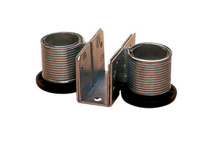 Schwarzer Sockelhöhenversteller aus ABS mit bis zu 300 kg Tragkraft und 20 mm Verstellhöhe.