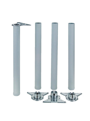 Verstellbares Aluminium-Tischbein mit geriffelter Oberfläche, 60 mm Durchmesser, 710-740 mm Höhe.