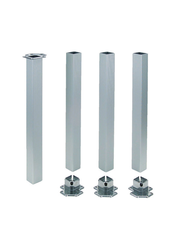 Aluminium Tischbein mit quadratischer Form, Riffelung und höhenverstellbar von 710mm bis 720mm.