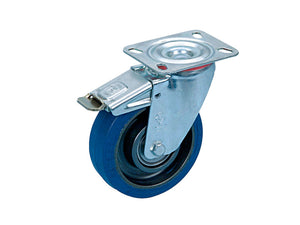 Robuste Transportgeräterolle aus Stahl mit 100 mm Durchmesser und 150 kg Tragfähigkeit.