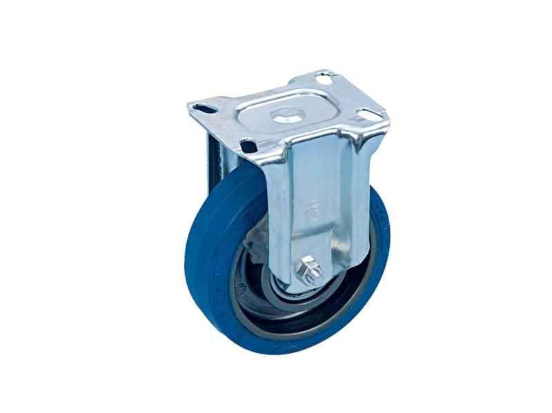 Transportgeräterolle mit 100 mm Durchmesser und integriertem Bremssystem für schwere Lasten.