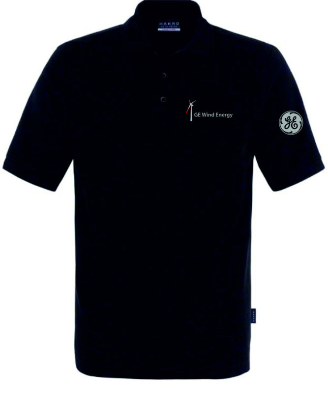 Schwarzes Arbeitspoloshirt mit Polokragen und Knopfleiste in Größe VP.