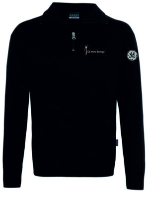 Schwarze Arbeitsjacke mit Reißverschluss, Stehkragen und elastischen Bündchen in Größe VP.