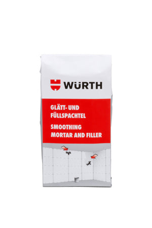 Weiße gebrauchsfertige Spachtelmasse für Innen- und Außenbereiche mit glatter Oberfläche.