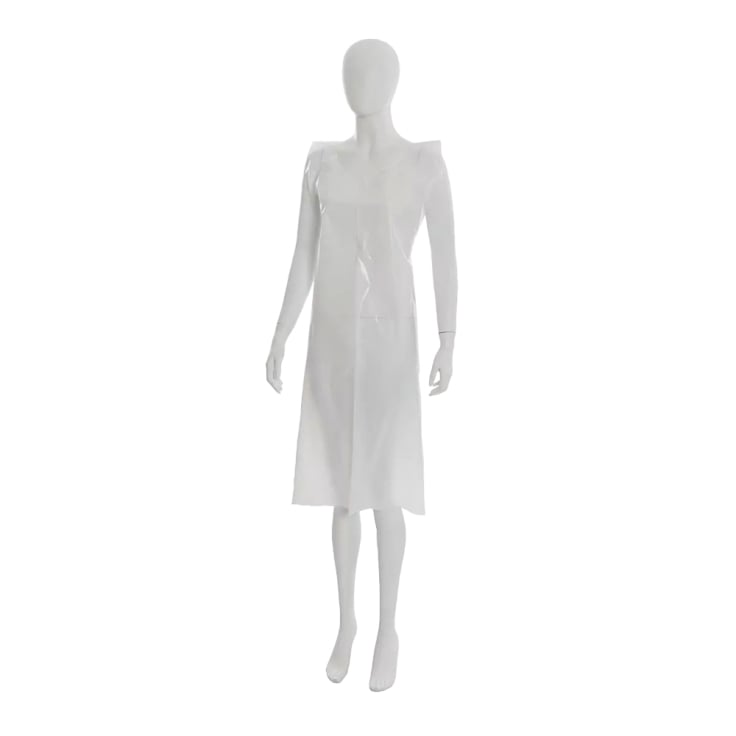 Med Comfort PE disposable aprons heavy, white, 55my, 75x120cm, smooth surface, 50 pieces/bag.