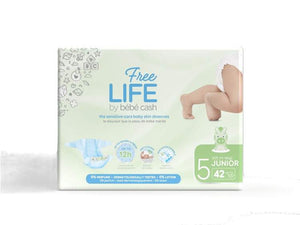 Bbcash Freelife Junior Windeln Größe 5 für 11-16kg Kinder, 2x42 Stück Packung, grüne Verpackung mit Baby-Illustration