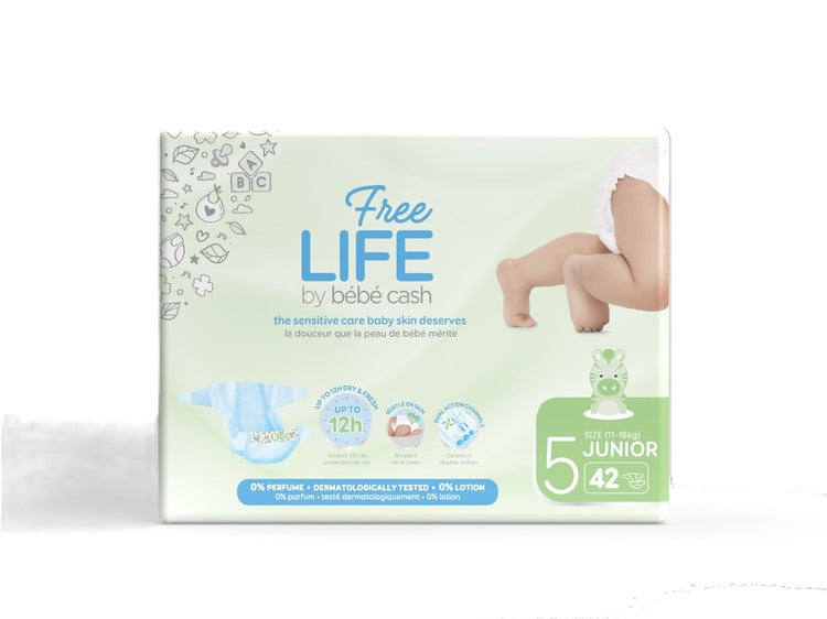 Free Life Junior Windeln in Größe 5 (11-16kg) mit 42 Stück.