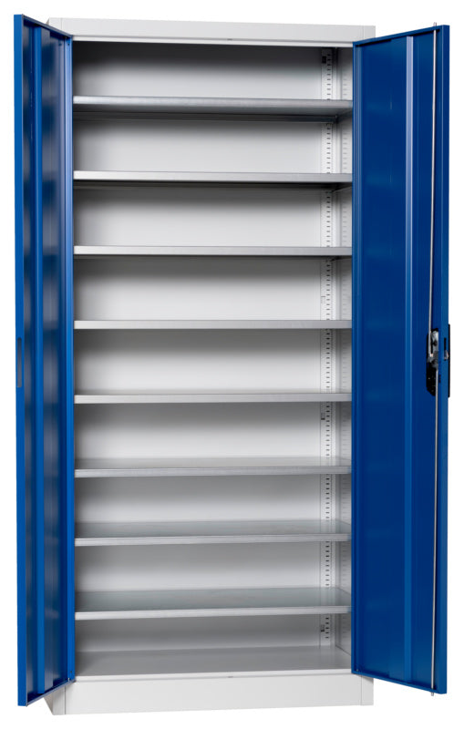 Flügeltürenschrank Lagerbox-FLGTRSHRNK-VOLLBL-SLB-FB522-RAL5010     Verpackungsinhalt    1 Einheit