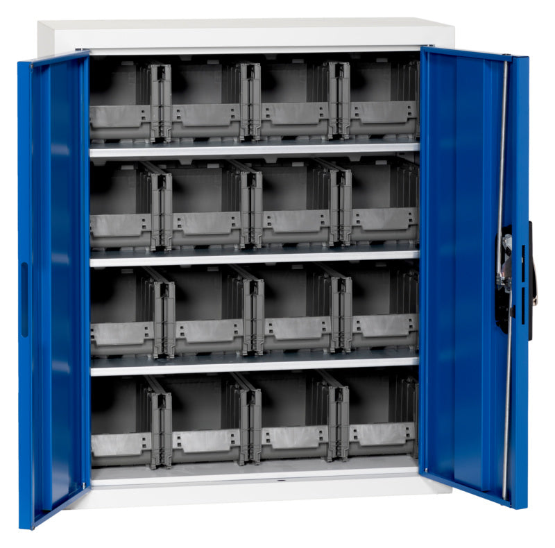 Flügeltürenschrank Lagerbox-FLGTRSHRNK-LGRBOX-SLB-FB306-BOX-RAL5010     Verpackungsinhalt    1 Einheit