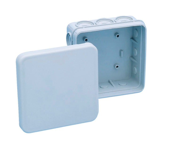 Grauer Feuchtraumabzweigkasten FRAK VDE mit IP65 Schutzart für feuchte Umgebungen.