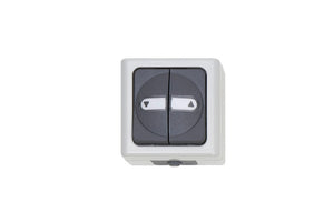 Grauer Schalter für Jalousien mit 10A 250V, VP 2 Einheiten, modernes Design.