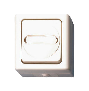 Weißer Aufputz-Tast-Wechselschalter mit 10A 250V, zwei Einheiten, schlichtes Design.