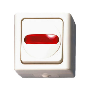 Weißer Aufputzschalter mit Wechsel-Funktion für Lichtquellen und Geräte.