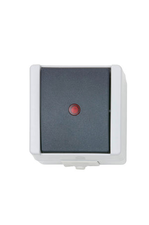 Grauer Schalter mit Aus-Wechsel-Technologie, ideal für Wohn- und Gewerbeanwendungen.