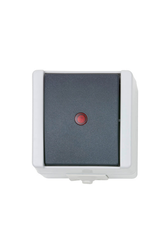 Grauer Schalter mit Aus-Wechsel-Technologie, ideal für Wohn- und Gewerbeanwendungen.