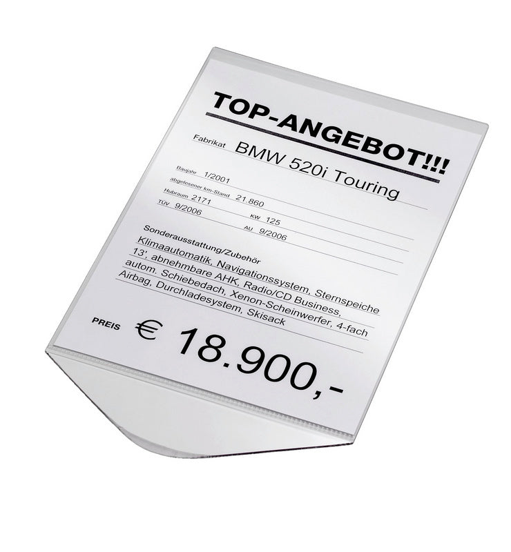 Dokumentenhalter-PREISBLAHALT-AUTO-HOCHKANT-A4     Verpackungsinhalt    5 Einheit