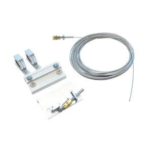 Schiebetürbeschlag-Set mit Schienen und Laufrollen für Zimmertüren in modernem Design.