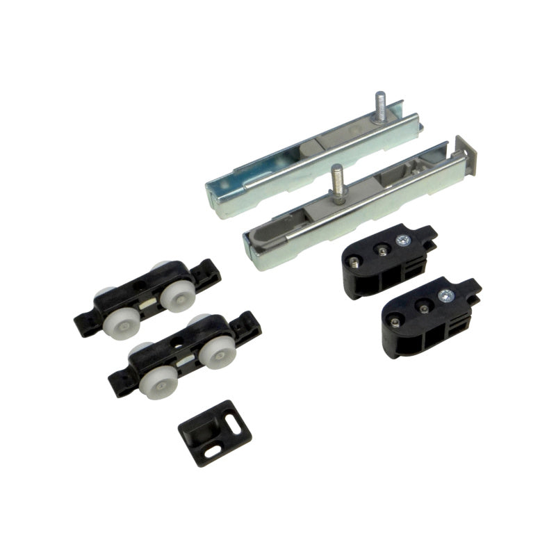 Schiebetürbeschlag für Zimmertüren, geeignet für Türstärken bis 80 mm, aus robustem Metall.