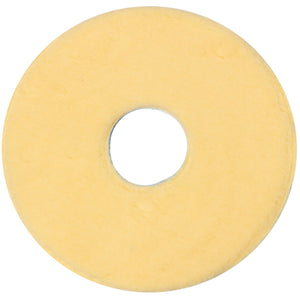 Ein gelbes, rundes Reinigungspad mit einem Loch in der Mitte.