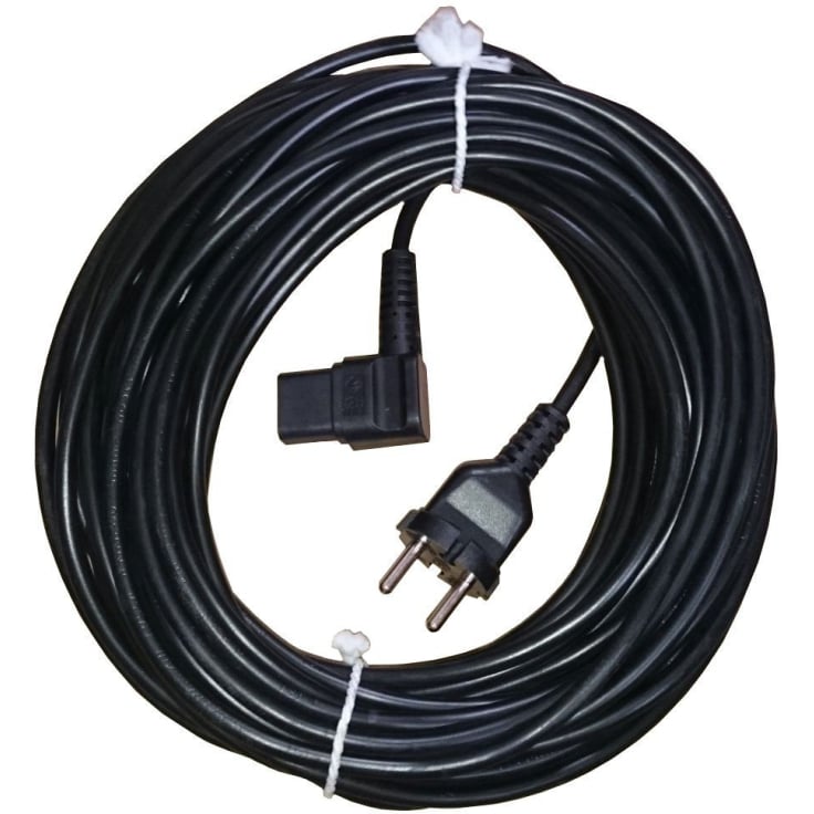 Schwarzes 15m Ersatzkabel mit Eurostecker und C13 Stecker