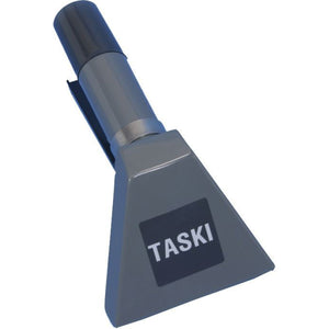 Graue Taski Handdüse mit schwarzem Griff und Logo