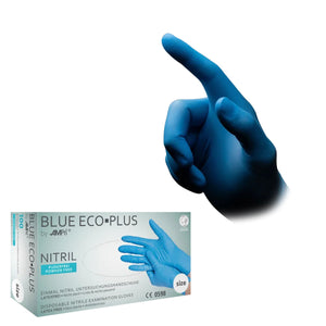 Blue Eco-Plus Nitril-Handschuhe, ungepudert, blau, Größe S, 100 Stück.