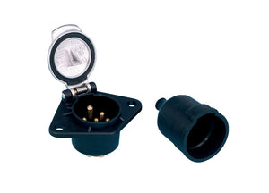 Steckverbinder-Steckdose mit Schraubanschluss 7-polig 24 Volt in grauem Kunststoffgehäuse