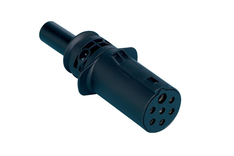 Stecker KST N 7-polig 24 Volt mit schwarzem Kunststoffgehäuse und Metallkontakten