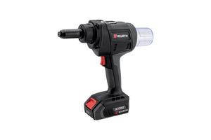 Akku NTGER Blindnietgerät mit ergonomischem Griff und integrierter LED-Arbeitslampe.