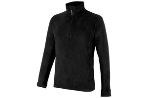 Schwarzer Half-Zip-Fleece-Pullover für Handwerker mit elastischen Bündchen und modernem Schnitt.