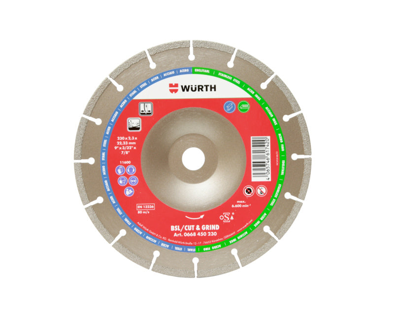 Diamant Trenn- und Schleifscheibe kombi-TSHB-DIA-C&G-BSL-METALL-BO22,23-D230MM     Verpackungsinhalt    1 Einheit