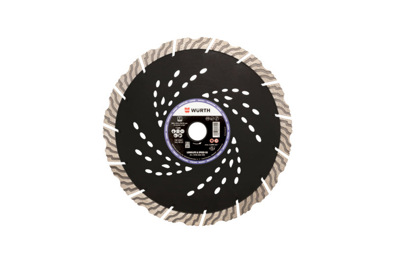 Runde Diamanttrennscheibe TSHB DIA LS mit segmentiertem Rand für präzise Schnitte in harten Materialien.