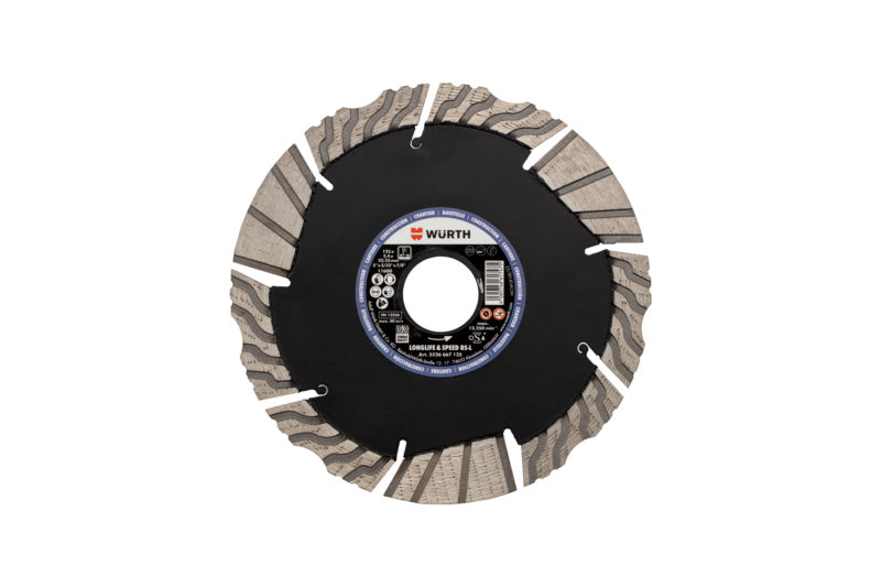 Runde Diamanttrennscheibe TSHB DIA LS mit segmentiertem Rand für präzise Schnitte in harten Materialien.